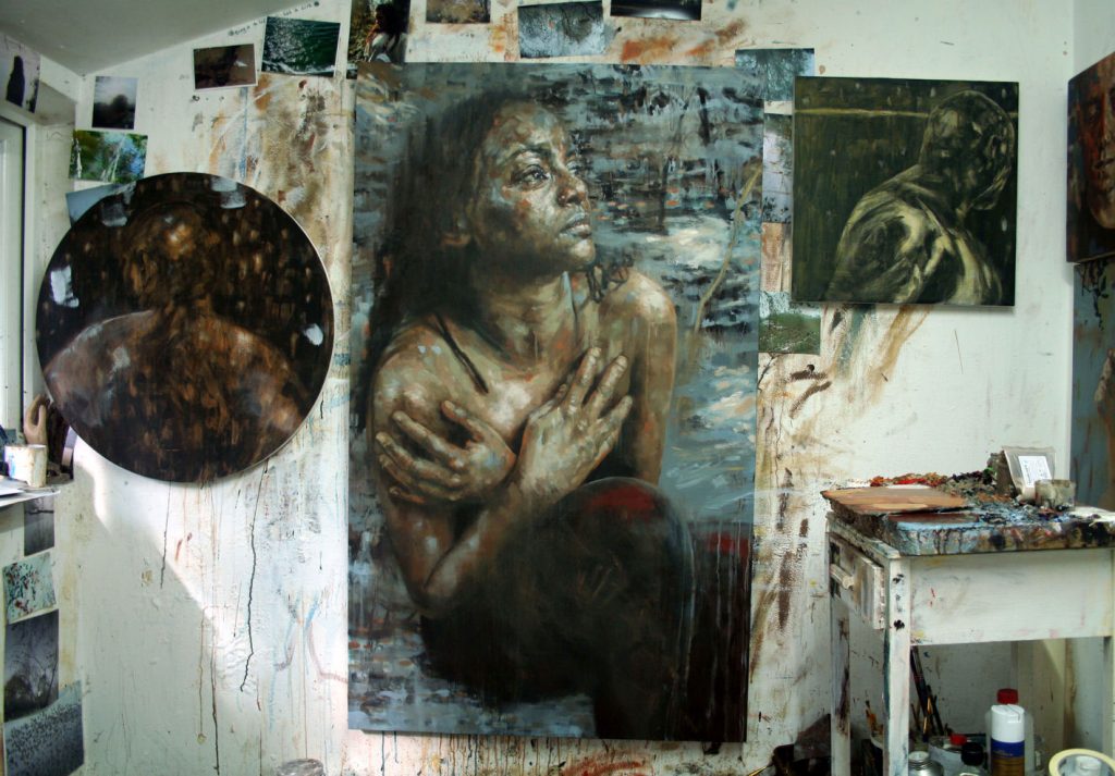 Studio-chaos-with-Consciousness-and-Clay-painting